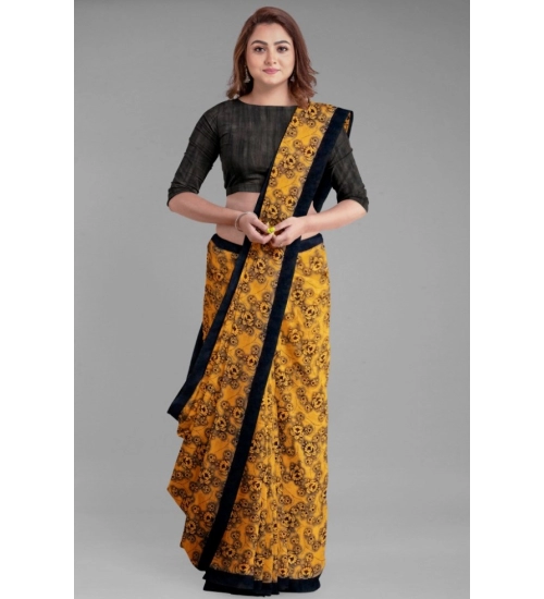 Generic Women's Super Line Saree with Blouse (Orange, 5-6 Mtrs)