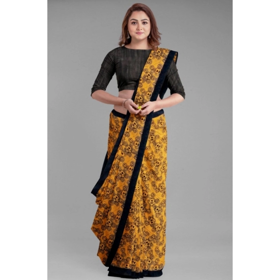 Generic Women's Super Line Saree with Blouse (Orange, 5-6 Mtrs)