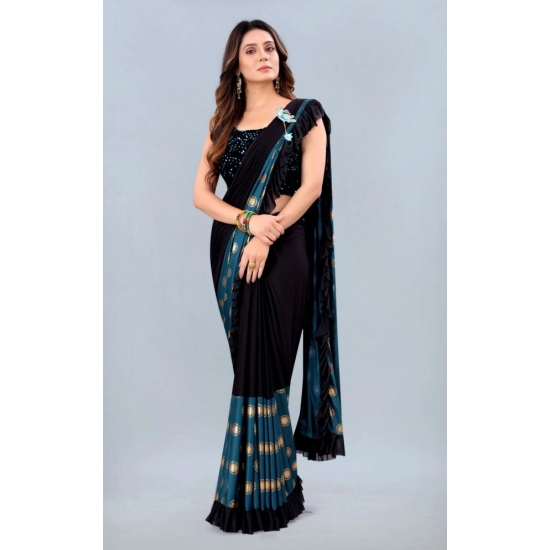 Generic Women's Lycra Blend Saree with Blouse (Rama, 5-6 Mtrs)
