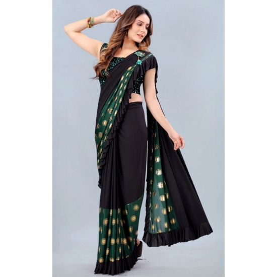 Generic Women's Lycra Blend Saree with Blouse (Green, 5-6 Mtrs) Generic Women's Lycra Blend Saree with Blouse (Green, 5-6 Mtrs)