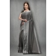 Generic Women's Satin Silk Saree with Blouse (Grey, 5-6 Mtrs)