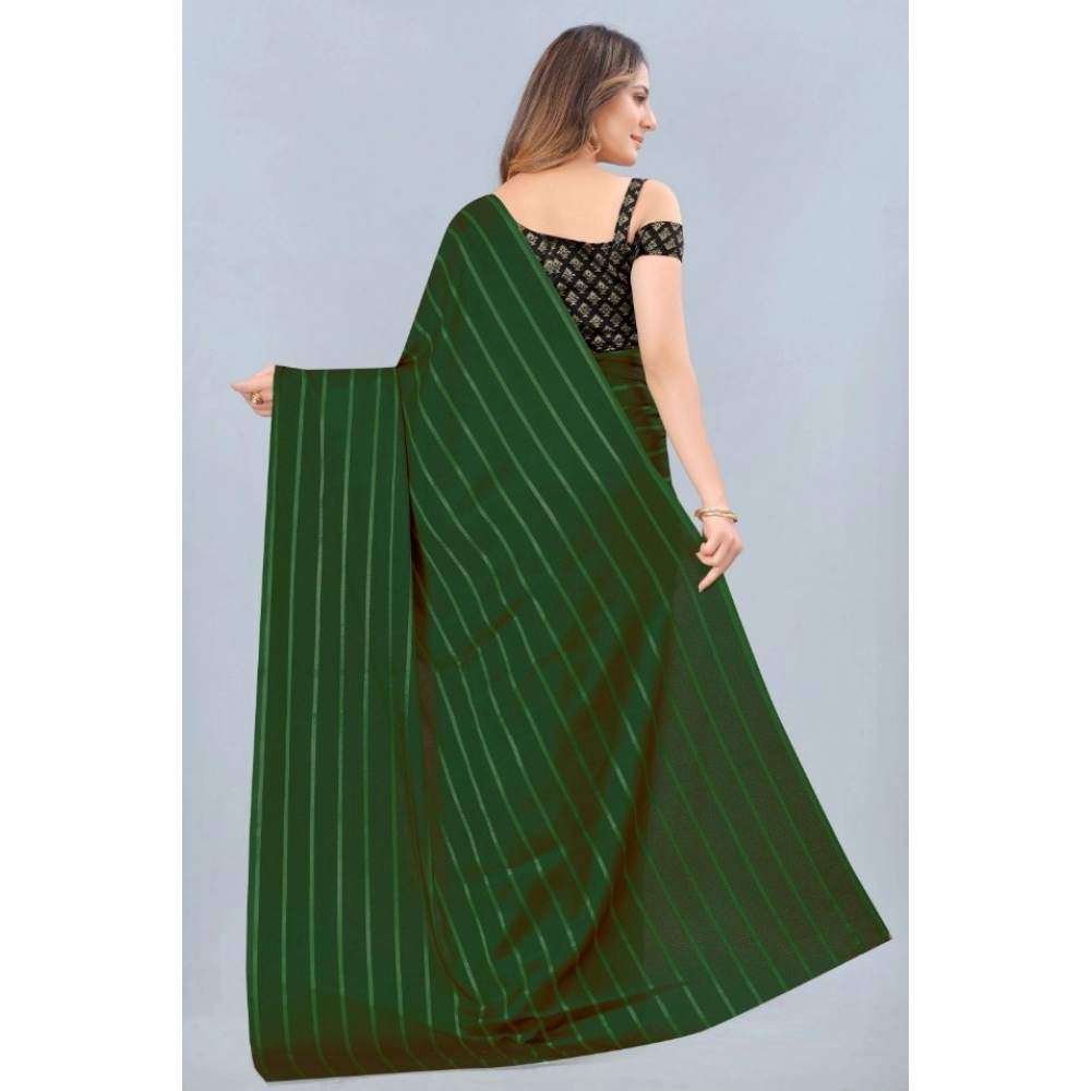 Generic Women's Satin Silk Saree with Blouse (Green, 5-6 Mtrs)