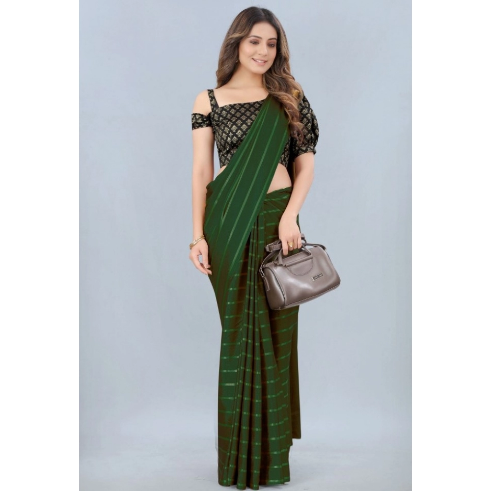 Generic Women's Satin Silk Saree with Blouse (Green, 5-6 Mtrs)