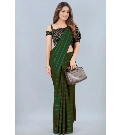 Generic Women's Satin Silk Saree with Blouse (Green, 5-6 Mtrs)