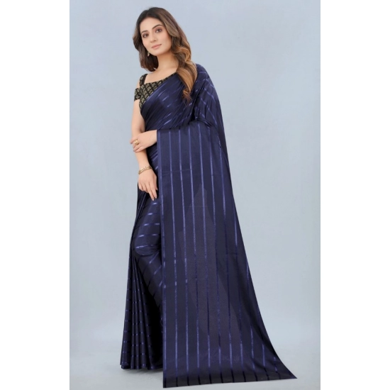 Generic Women's Satin Silk Saree with Blouse (Blue, 5-6 Mtrs) Generic Women's Satin Silk Saree with Blouse (Blue, 5-6 Mtrs)