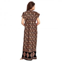 Generic Women's Cotton Printed Maxi Nighty (Brown) Generic Women's Cotton Printed Maxi Nighty (Brown)