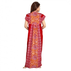 Generic Women's Cotton Printed Maxi Nighty (Red) Generic Women's Cotton Printed Maxi Nighty (Red)