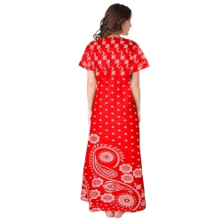Generic Women's Cotton Printed Maxi Nighty (Red) Generic Women's Cotton Printed Maxi Nighty (Red)