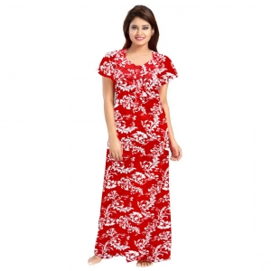 Generic Women's Cotton Printed Maxi Nighty (Red)