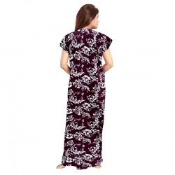 Generic Women's Cotton Printed Maxi Nighty (Wine) Generic Women's Cotton Printed Maxi Nighty (Wine)