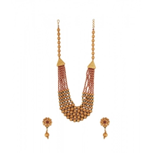 Generic Women's Ethnic Five Layer Brass Mala With Crystal For Women And Girls (Multi Color, Free Size)