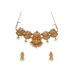 Generic Women's Elegent Temple Jewellery Set (Green, Free Size)