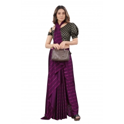 Generic Women's Satin Silk Saree with Blouse (Purple, 5-6 Mtrs)