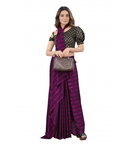 Generic Women's Satin Silk Saree with Blouse (Purple, 5-6 Mtrs)