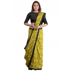 Generic Women's Super Line Saree with Blouse (Yellow, 5-6 Mtrs)