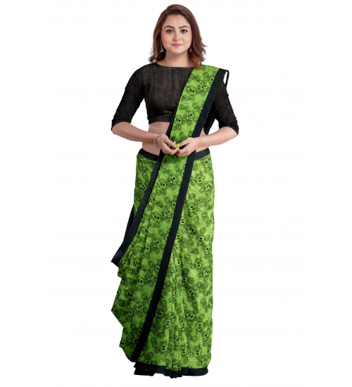 Generic Women's Super Line Saree with Blouse (Green, 5-6 Mtrs)