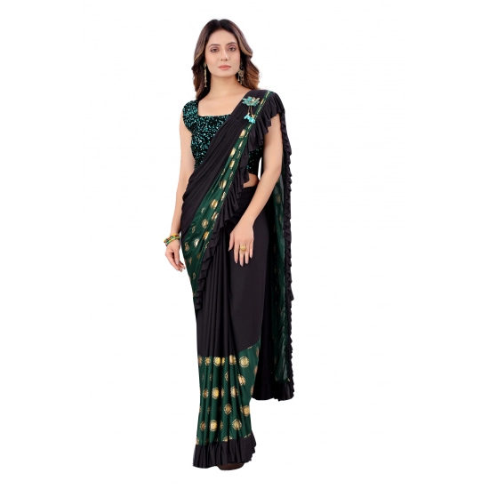Generic Women's Lycra Blend Saree with Blouse (Green, 5-6 Mtrs) Generic Women's Lycra Blend Saree with Blouse (Green, 5-6 Mtrs)