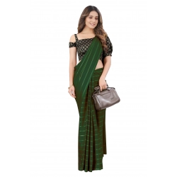 Generic Women's Satin Silk Saree with Blouse (Green, 5-6 Mtrs)