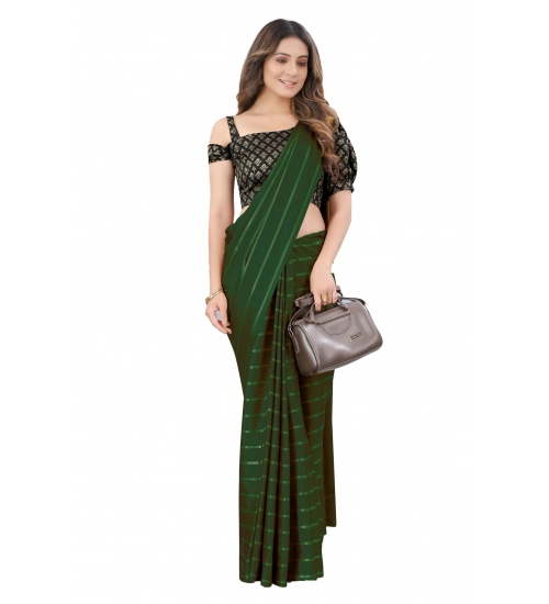 Generic Women's Satin Silk Saree with Blouse (Green, 5-6 Mtrs)