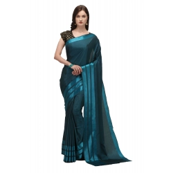 Generic Women's Satin Silk Saree with Blouse (Rama, 5-6 Mtrs)
