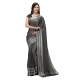 Generic Women's Satin Silk Saree with Blouse (Grey, 5-6 Mtrs)