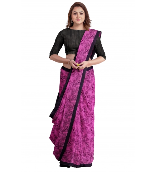 Generic Women's Super Line Saree with Blouse (Pink, 5-6 Mtrs)