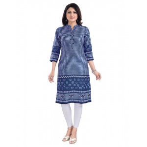 Generic Women's 3/4th Sleeve Cotton Blend Tunic Long Kurti (Blue) Generic Women's 3/4th Sleeve Cotton Blend Tunic Long Kurti (Blue)
