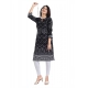 Generic Women's 3/4th Sleeve Cotton Blend Tunic Long Kurti (Black)
