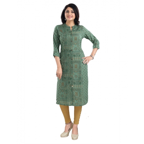 Generic Women's 3/4th Sleeve Viscose Tunic Long Kurti (Green) Generic Women's 3/4th Sleeve Viscose Tunic Long Kurti (Green)