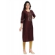 Generic Women's 3/4th Sleeve Silk Blend Tunic Long Kurti (Brown)