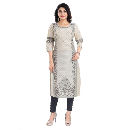 Generic Women's 3/4th Sleeve Silk Blend Tunic Long Kurti (Beige) Generic Women's 3/4th Sleeve Silk Blend Tunic Long Kurti (Beige)