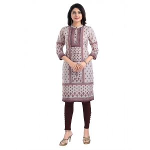 Generic Women's 3/4th Sleeve Cotton Blend Tunic Long Kurti (Beige) Generic Women's 3/4th Sleeve Cotton Blend Tunic Long Kurti (Beige)