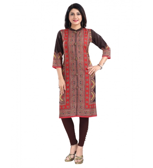 Generic Women's 3/4th Sleeve Cotton Blend Tunic Long Kurti (Multicolor)