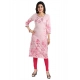 Generic Women's 3/4th Sleeve Viscose Blend Tunic Long Kurti (Pink)