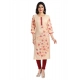 Generic Women's 3/4th Sleeve Viscose Blend Tunic Long Kurti (Pink)