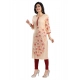 Generic Women's 3/4th Sleeve Viscose Blend Tunic Long Kurti (Pink)
