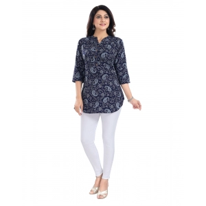 Generic Women's 3/4th Sleeve Polyester Tunic Short Top (Blue) Generic Women's 3/4th Sleeve Polyester Tunic Short Top (Blue)