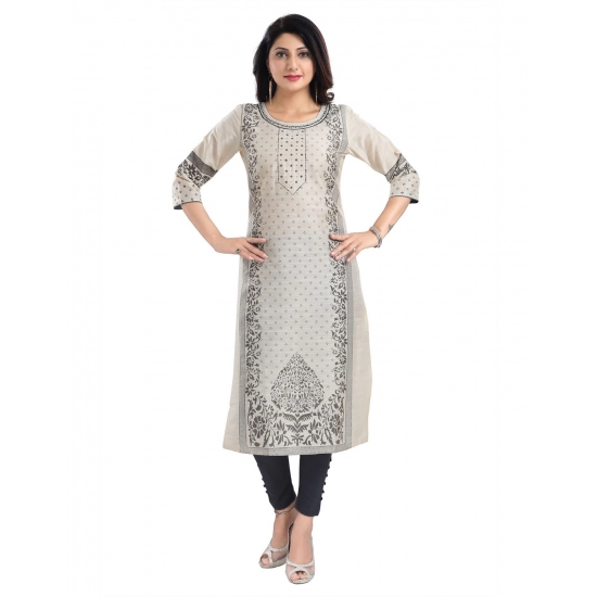 Generic Women's 3/4th Sleeve Silk Blend Tunic Long Kurti (Beige) Generic Women's 3/4th Sleeve Silk Blend Tunic Long Kurti (Beige)