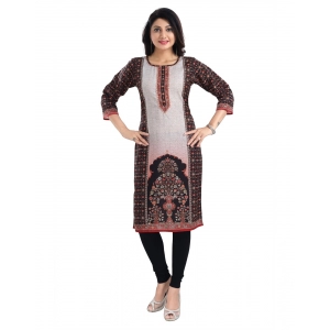 Generic Women's 3/4th Sleeve Cotton Blend Tunic Long Kurti (Brown) Generic Women's 3/4th Sleeve Cotton Blend Tunic Long Kurti (Brown)