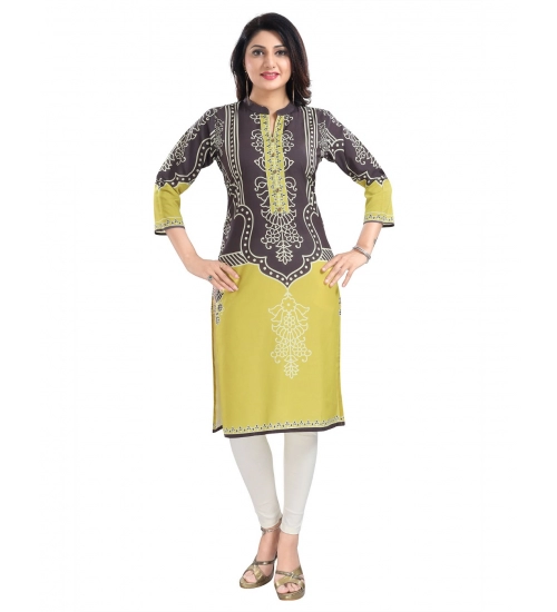 Generic Women's 3/4th Sleeve Cotton Blend Tunic Long Kurti (Multicolor)