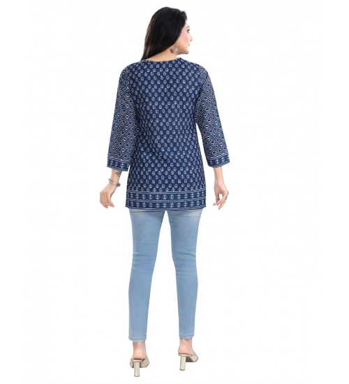 Generic Women's 3/4th Sleeve Summer Cool Tunic Short Top (Blue)