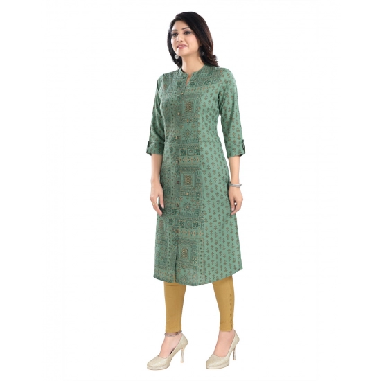 Generic Women's 3/4th Sleeve Viscose Tunic Long Kurti (Green) Generic Women's 3/4th Sleeve Viscose Tunic Long Kurti (Green)