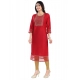Generic Women's 3/4th Sleeve Silk Blend Tunic Long Kurti (Red)