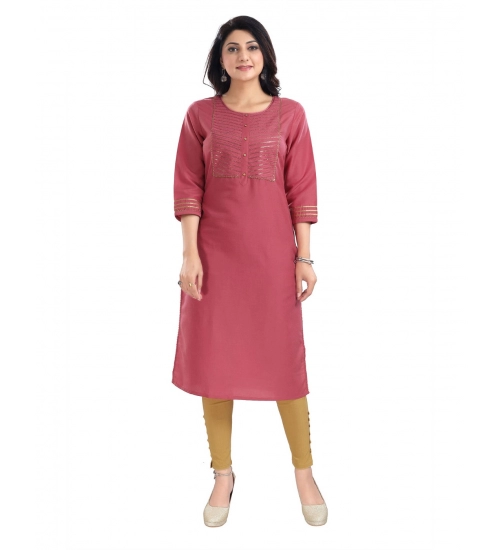 Generic Women's 3/4th Sleeve Silk Blend Tunic Long Kurti (Coral)