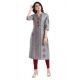 Generic Women's 3/4th Sleeve Silk Blend Tunic Long Kurti (Grey)