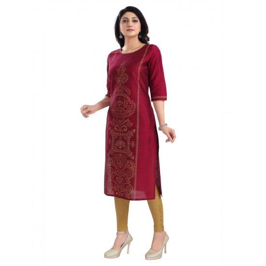 Generic Women's 3/4th Sleeve Silk Blend Tunic Long Kurti (Majenta) Generic Women's 3/4th Sleeve Silk Blend Tunic Long Kurti (Majenta)