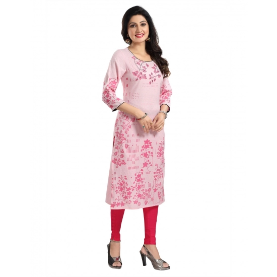Generic Women's 3/4th Sleeve Viscose Blend Tunic Long Kurti (Pink) Generic Women's 3/4th Sleeve Viscose Blend Tunic Long Kurti (Pink)