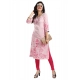 Generic Women's 3/4th Sleeve Viscose Blend Tunic Long Kurti (Pink)