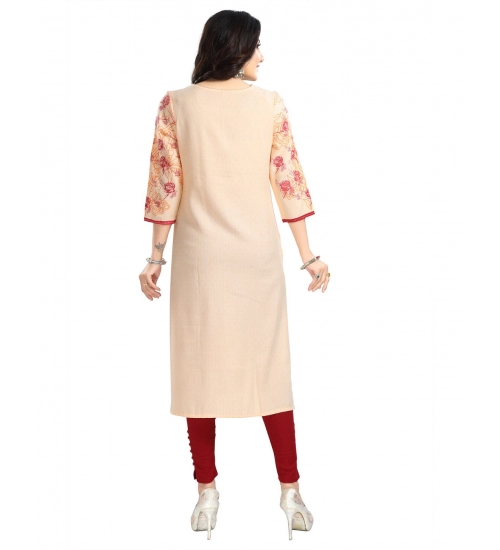 Generic Women's 3/4th Sleeve Viscose Blend Tunic Long Kurti (Pink)
