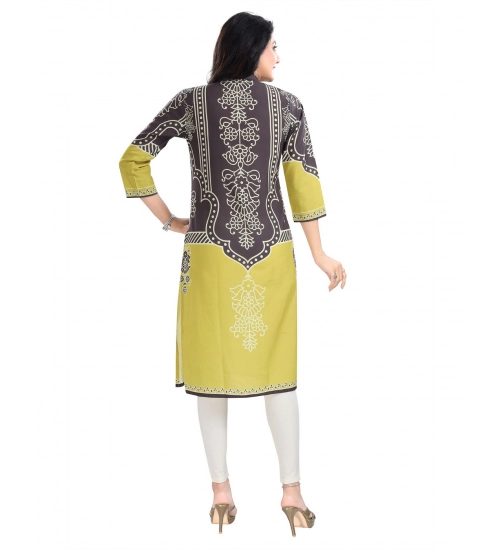 Generic Women's 3/4th Sleeve Cotton Blend Tunic Long Kurti (Multicolor)